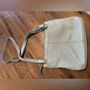 Mint green, leather crossbody. Fossil brand.